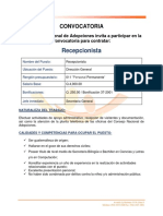 Convocatoria Recepcionista