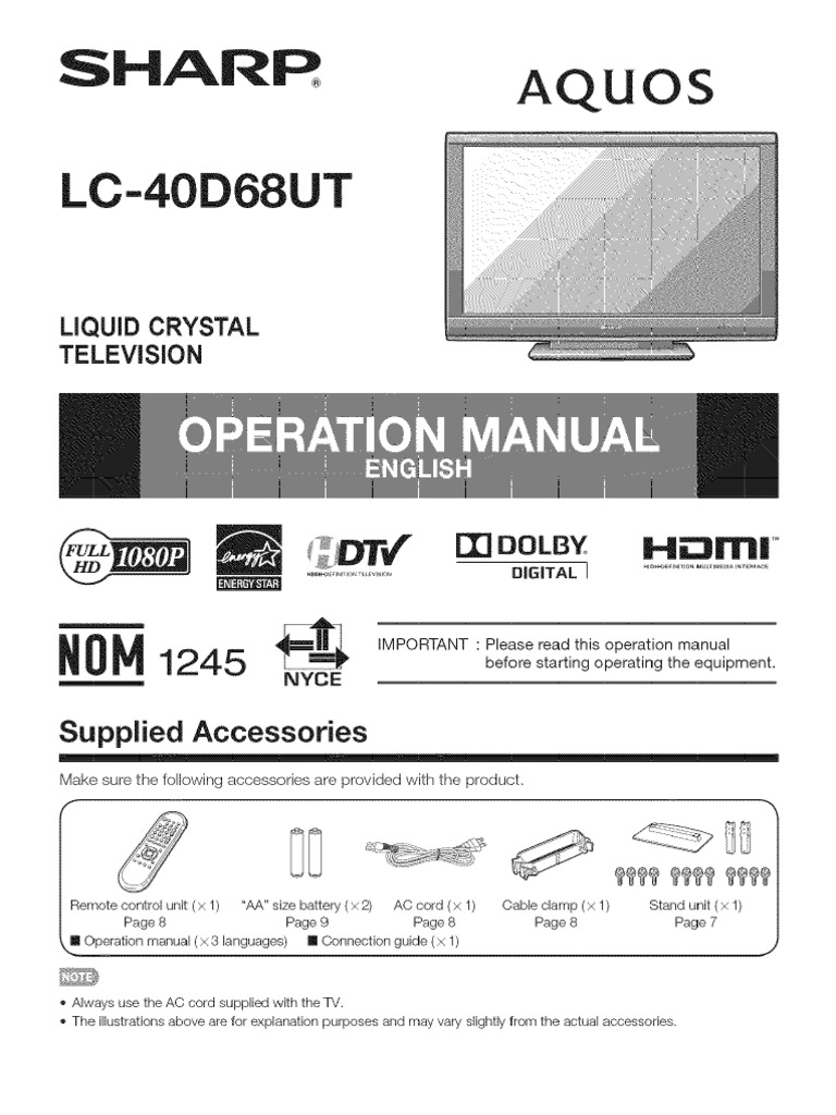 Sharp Tv Aquos Manual