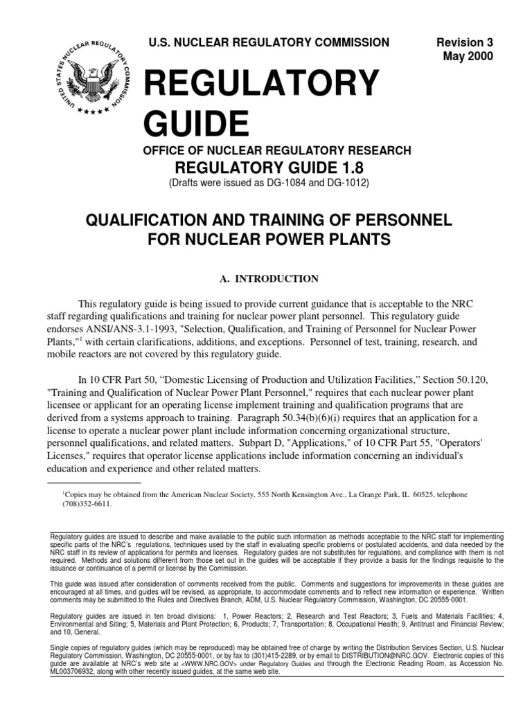 Nrc 1 8 Pdf Nuclear Regulatory Commission Nuclear Power