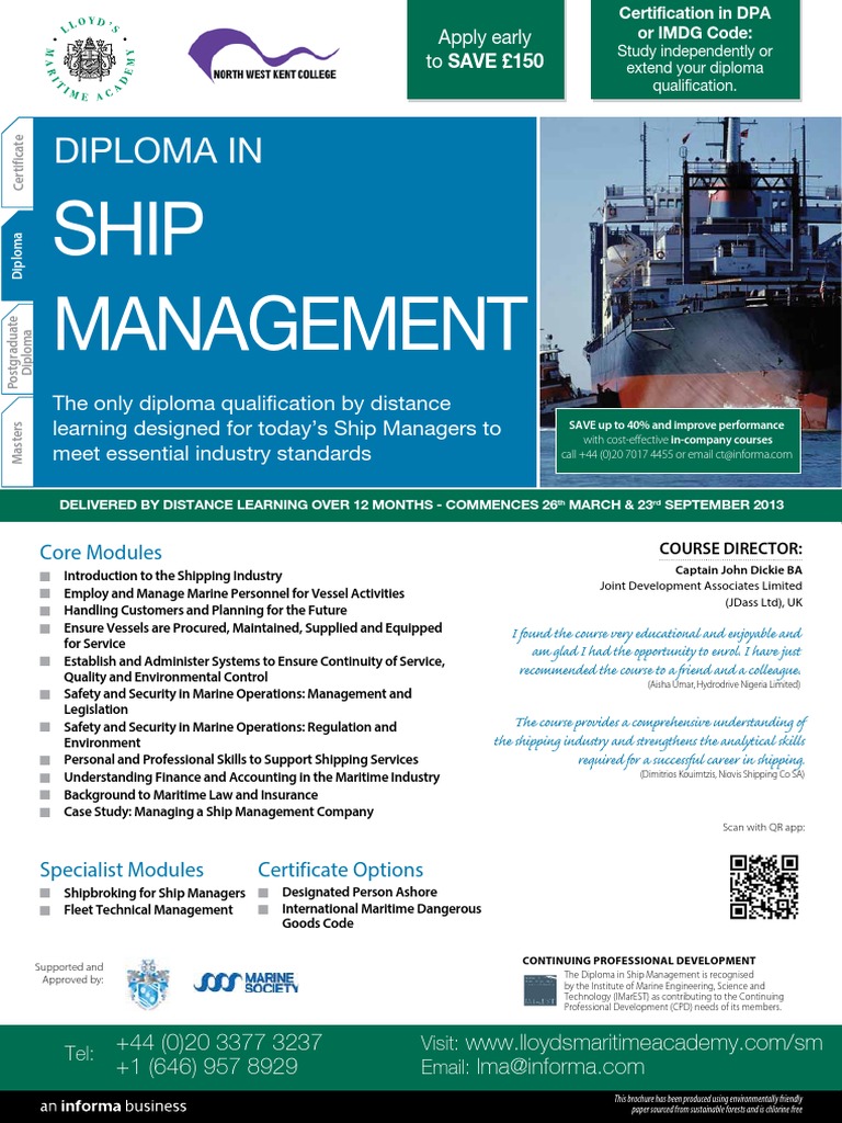 Ship Management PDF Professional Certification Distance Education