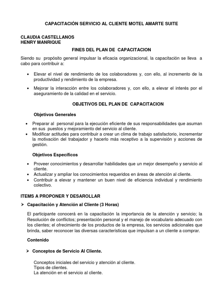 Capacitación en Atención al Cliente | PDF | Servicio al Cliente ...