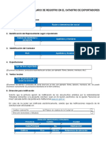 Formulario de Registro en El Catastro de Exportadores