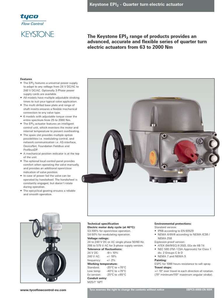Electric Actuator EPI2 PDF Electric Motor Power Supply