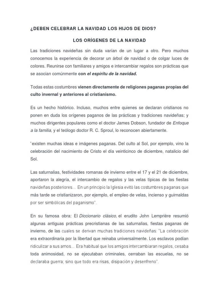 La Navidad y su Origen Pagano | PDF | Navidad | Tradiciones navideñas