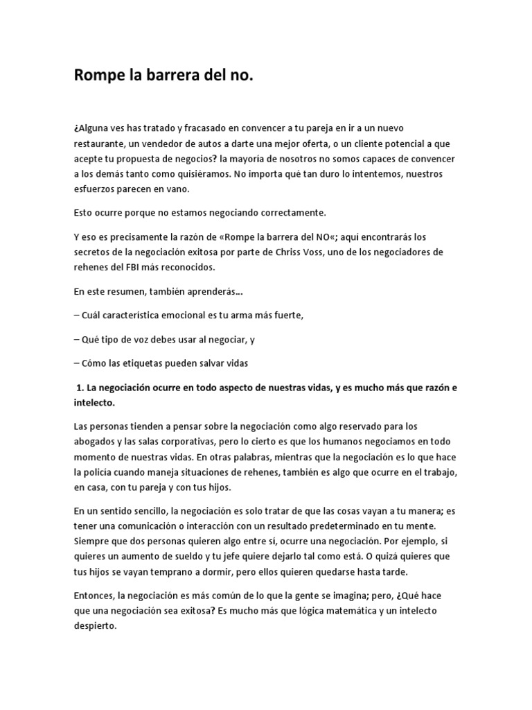 Rompe La Barrera Del No | PDF | Sicología | Ciencia cognitiva