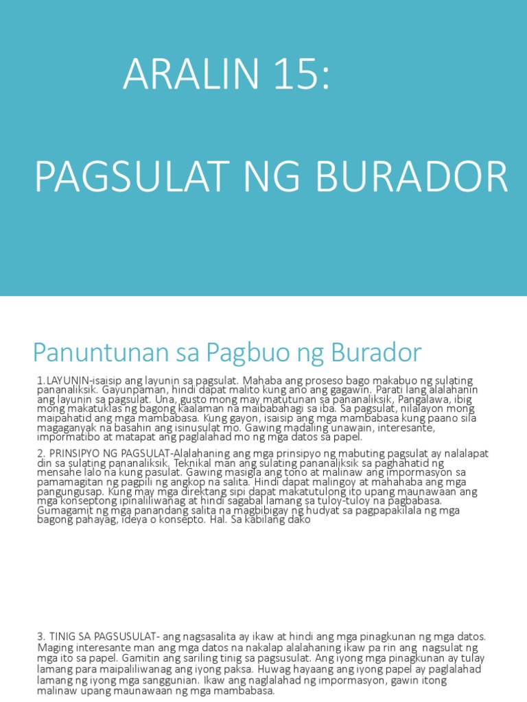 ARALIN 15.pagsulat NG Burador | PDF