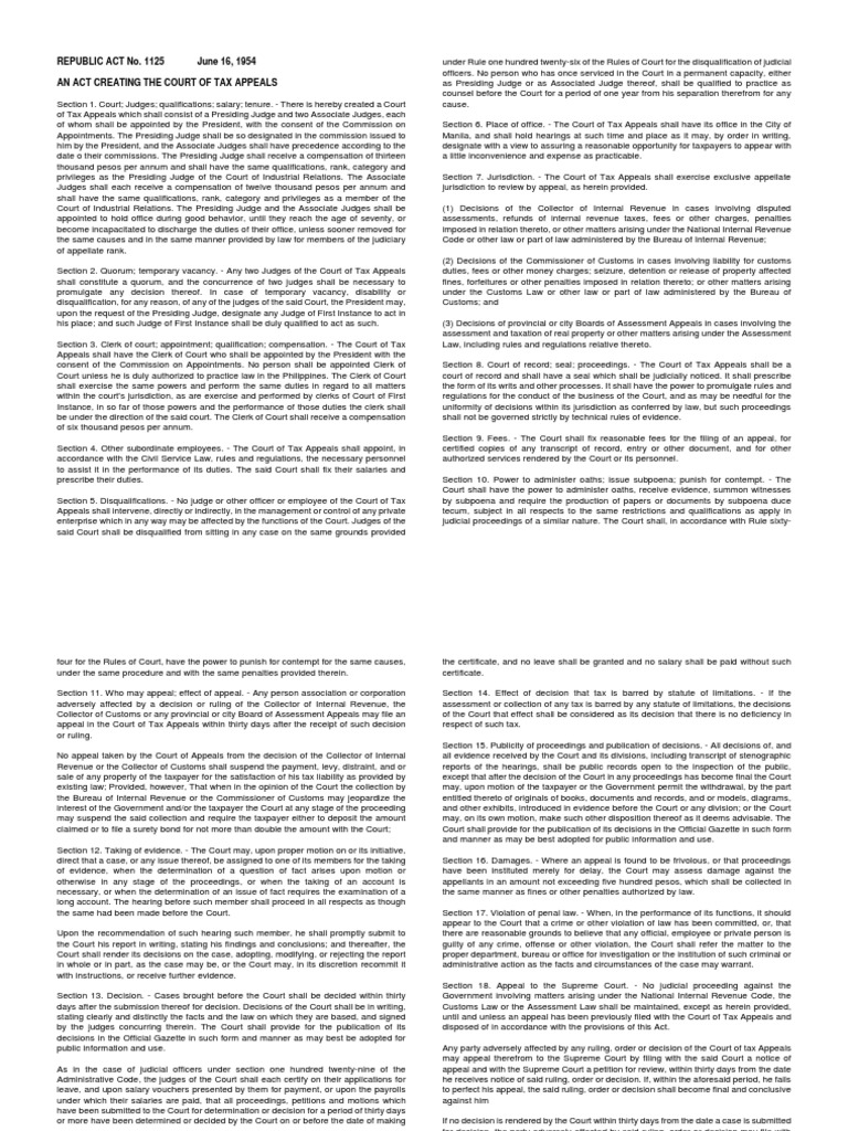 Republic Act No. 1125 & RA 9282 | PDF | United States Federal Judge ...