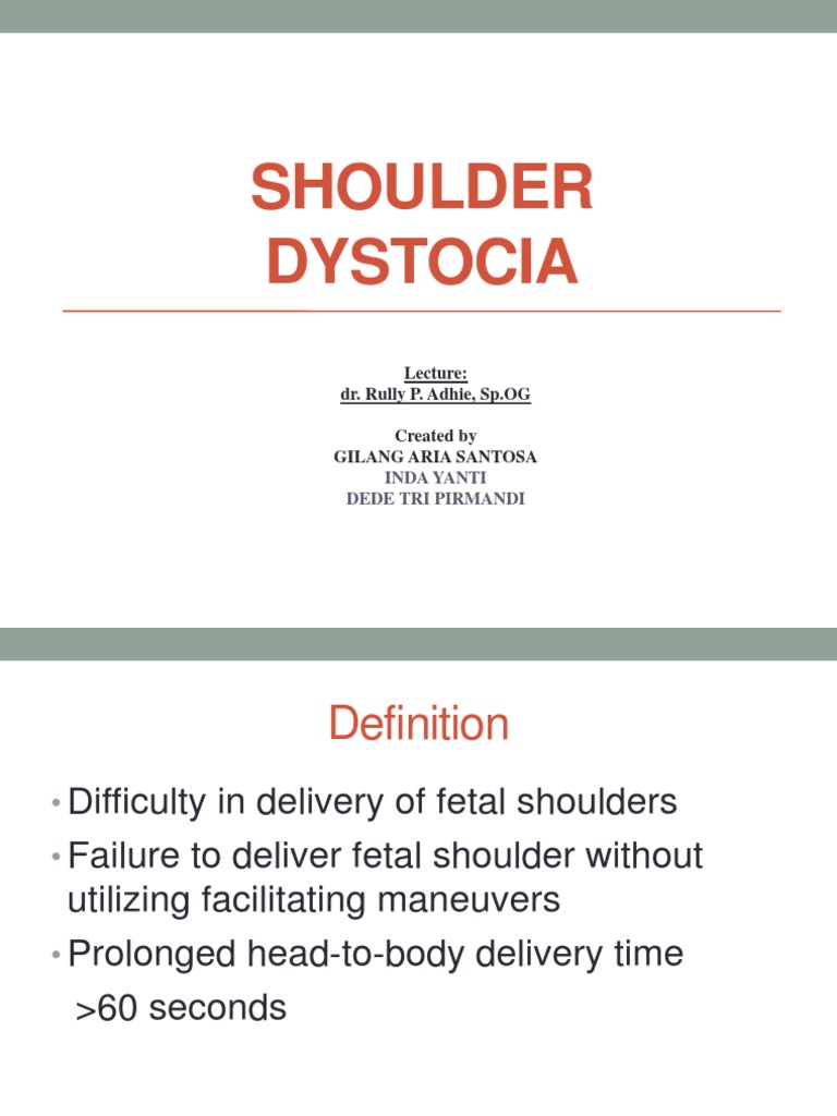 Shoulder Dystocia PDF Childbirth Anatomical Terms Of Motion
