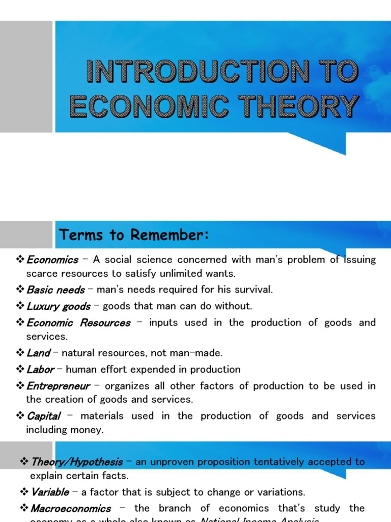 Introduction to Economic Theory | PDF | Factors Of Production | Supply ...
