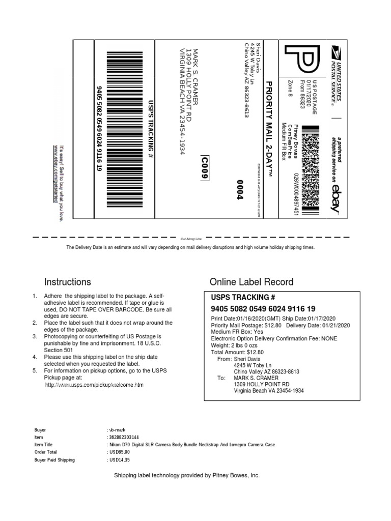 Shipping Label | PDF | United States Postal Service | Postal System