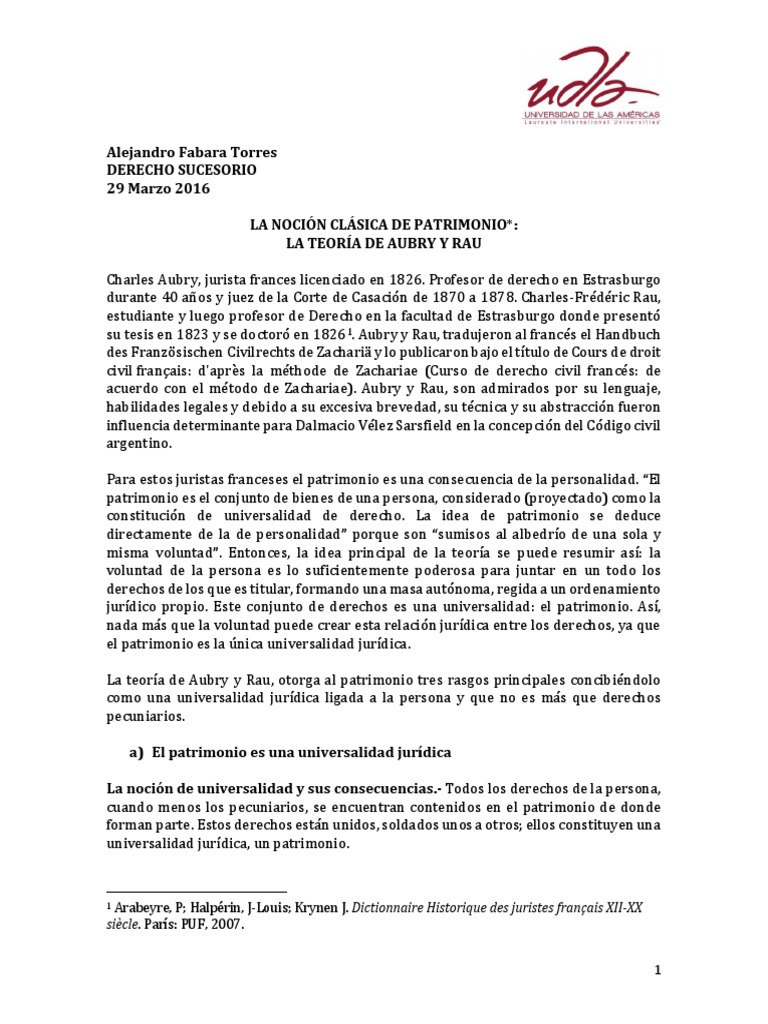 La Teori A de Aubry y Rau | PDF | Subrogación | Bienes (Ley)