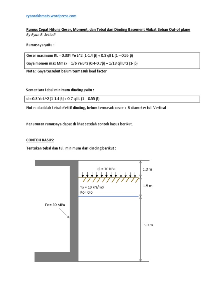 Rumus Hitung Tebal Dinding Basement | PDF | Sains & Matematika