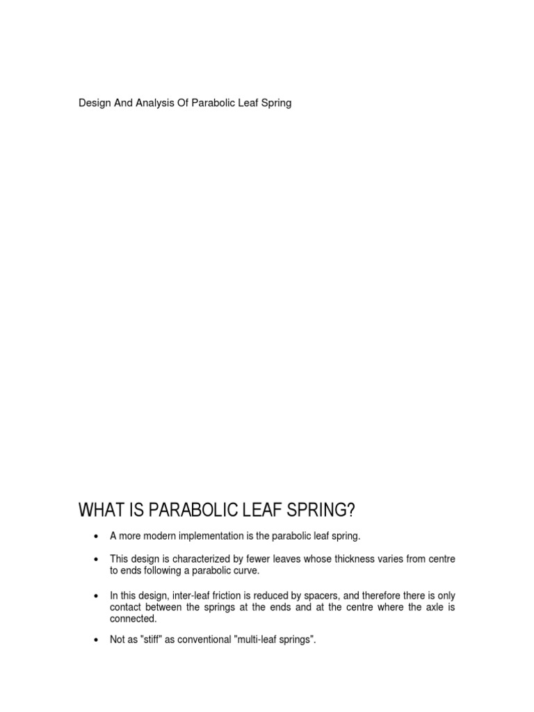 Analysis of Parabolic Leaf Spring PDF Composite Material Fiberglass