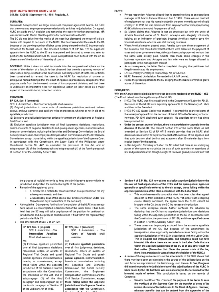 St. Martin Funeral Home v. NLRC PDF Judgment (Law) Jurisdiction