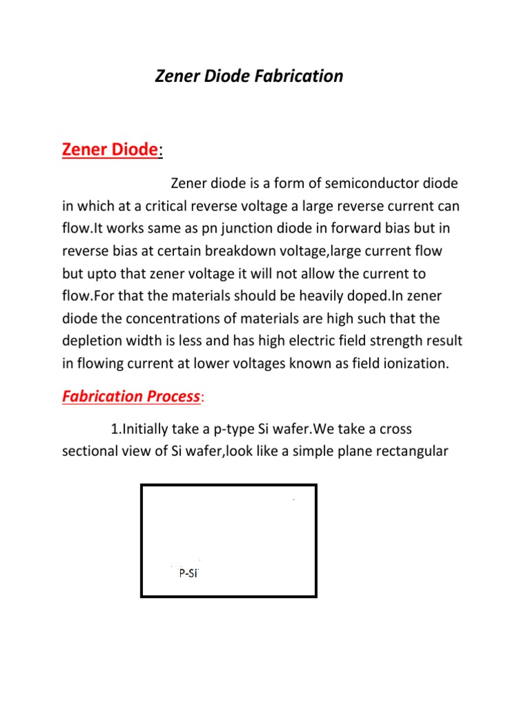 Fabrication of Zener Diode PDF
