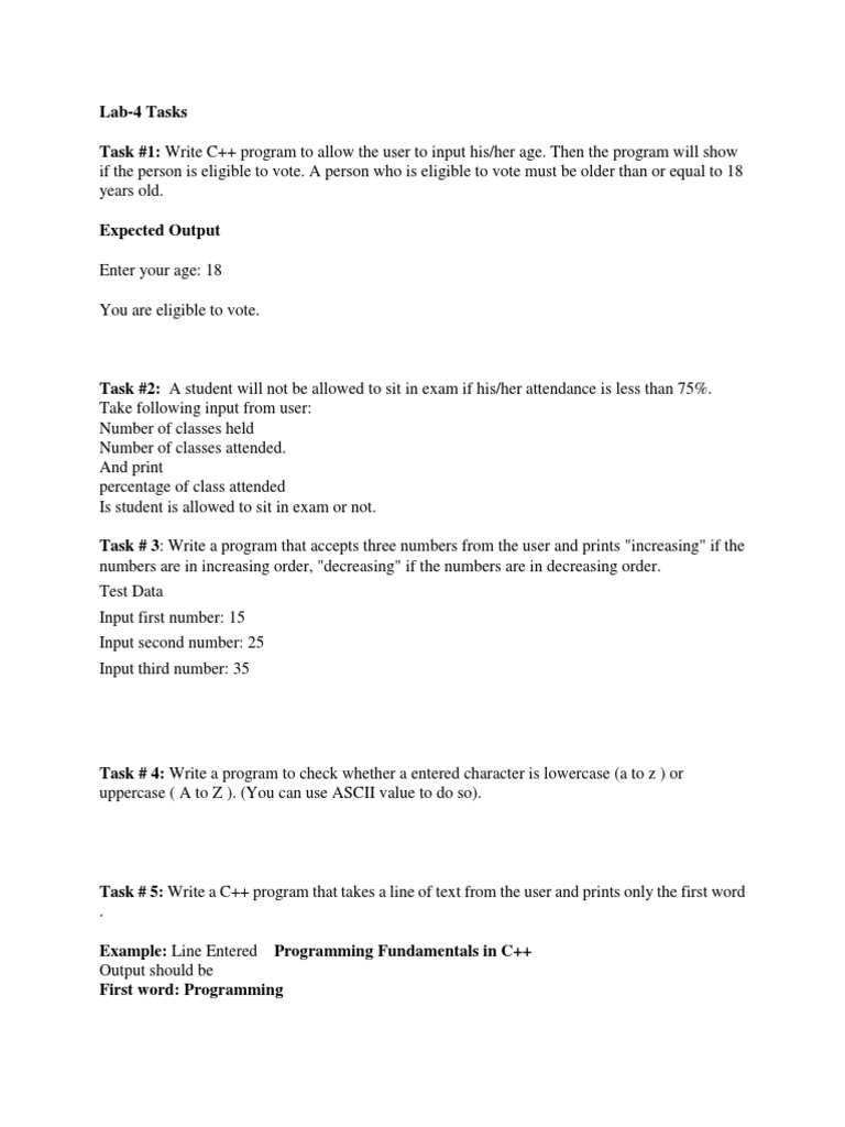 PF LAB4Tasks 1 PDF Letter Case C++