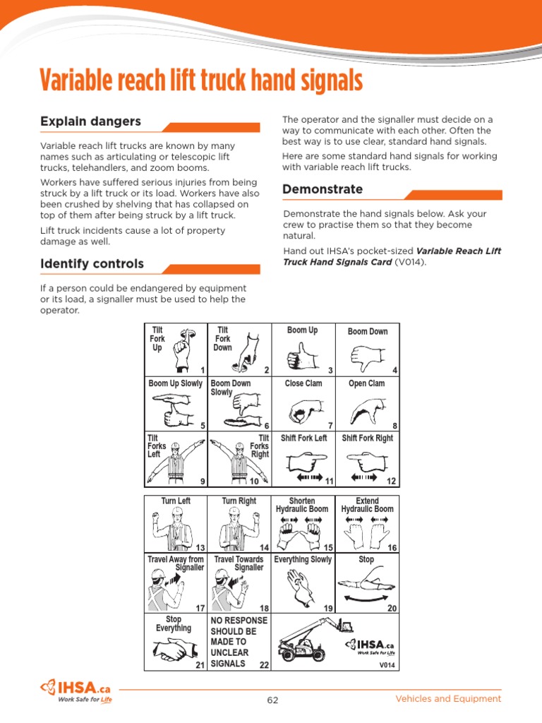 Variable Reach Lift Truck Hand Signals PDF Forklift Truck
