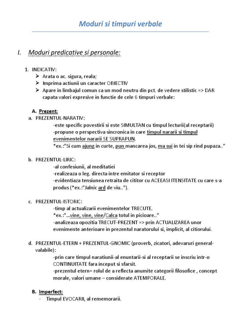 Moduri Si Timpuri Verbale | PDF