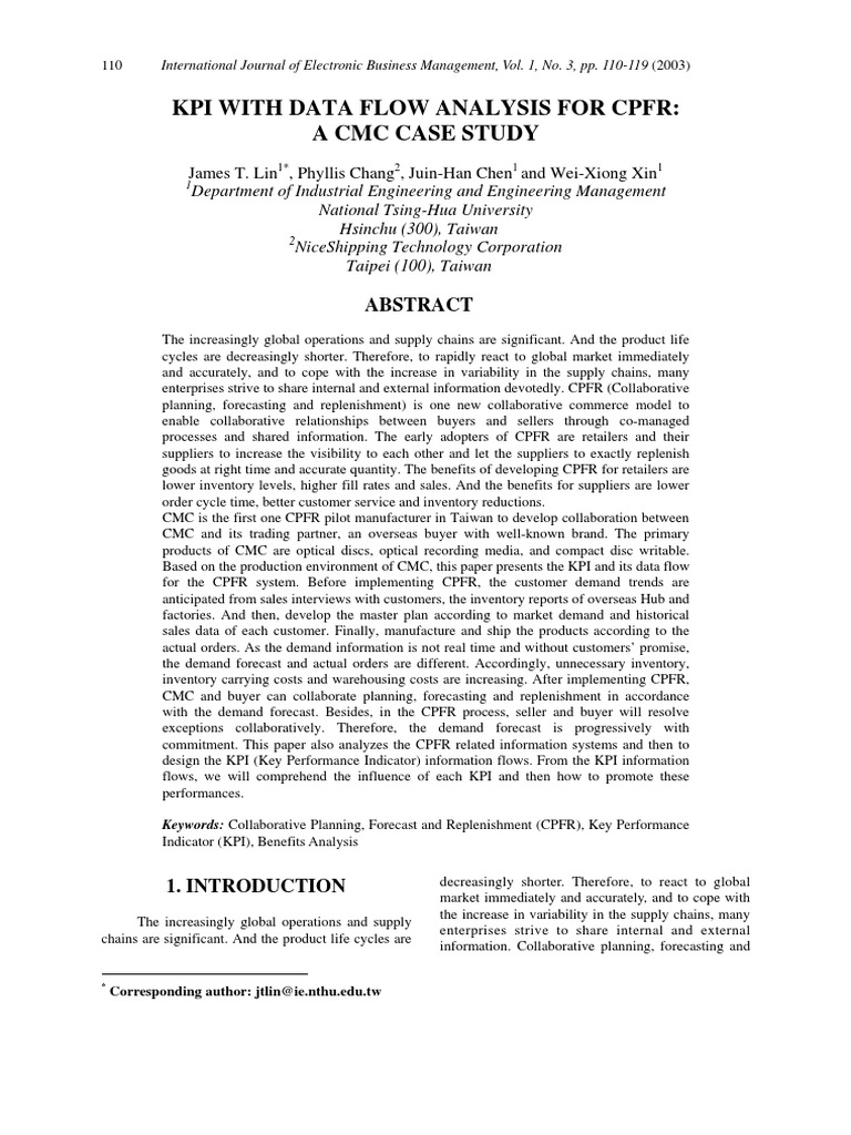 CPFR Model | PDF | Inventory | Forecasting