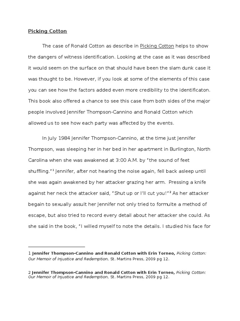 Picking cotton essay image