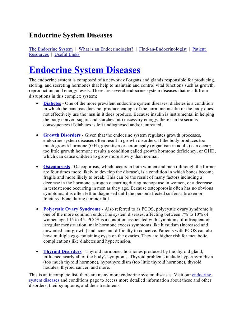 Endocrine System Diseases Overview | PDF | Endocrine System | Hormone