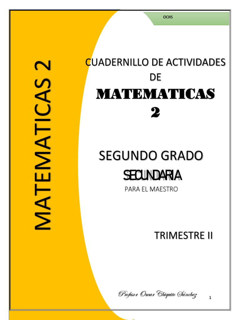 Paco El Chato Libro De Matematicas Contestado Segundo Grado De Secundaria