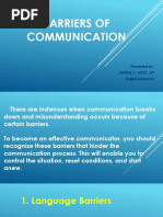 BARRIERS OF COMMUNICATION