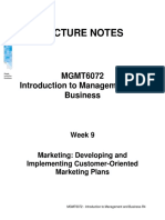 LN9-Marketing - Developing and Implementing Customer-Oriented Marketing Plans
