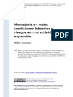 Ralon, Gonzalo (2012) - Mensajeria en Moto Condiciones Laborales y Riesgos en Una Actividad en Expansion