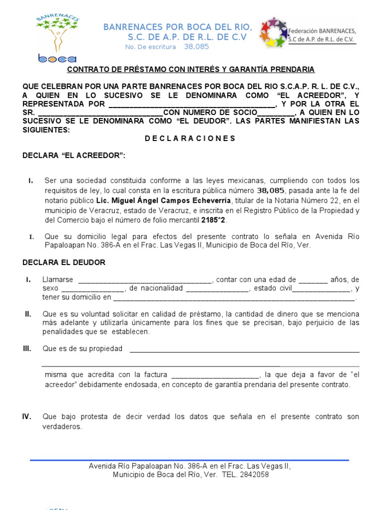 modelo de contrato de prestamo de dinero con aval