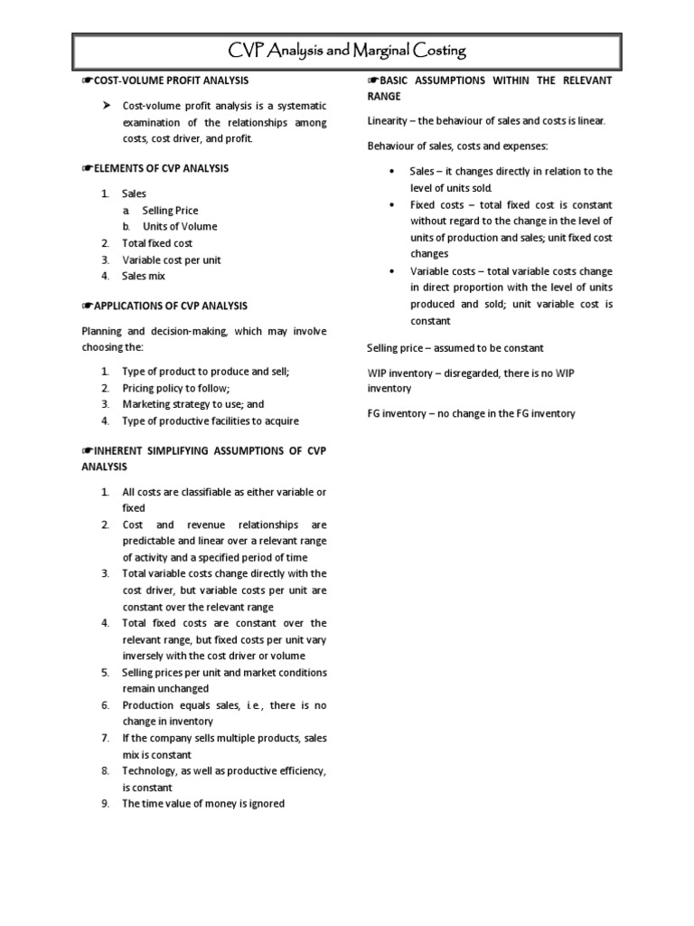 CVP Analysis: Key Elements and Applications | PDF | Management ...