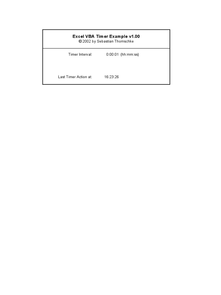 Excel VBA Timer Example Guide | PDF