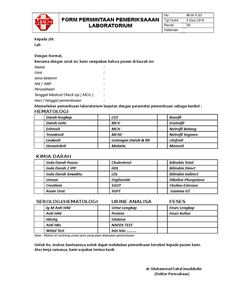 Form Permintaan Cek Lab PDF