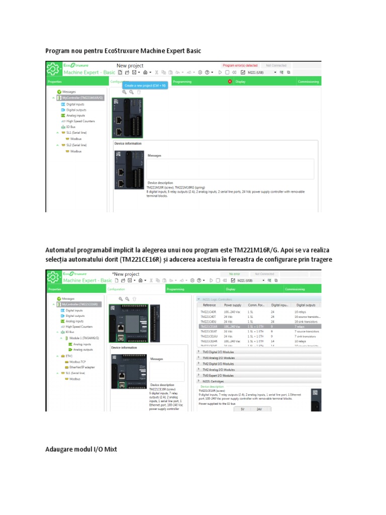 Program Nou Pentru EcoStruxure Machine Expert Basic | PDF