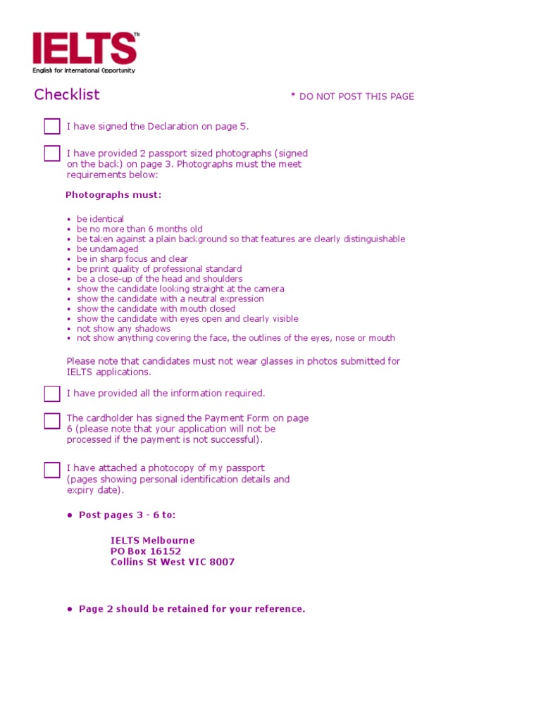 IELTS Application Form Instructions | PDF | International English ...