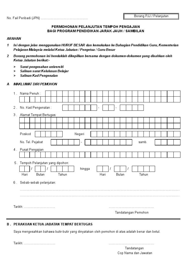 Borang Sambung Belajar Pdf