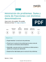 Resolución de Problemas - Suma y Resta de Fracciones Con Distintos Denominadores