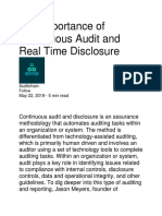 The Importance of Continuous Audit and Real Time Disclosure