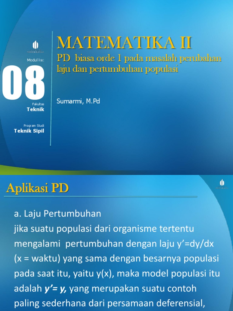 Aplikasi Persamaan Diferensial dalam Populasi dan Keuangan | PDF
