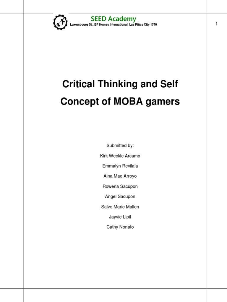 Critical Thinking In Moba Gamers Pdf Video Games Critical Thinking