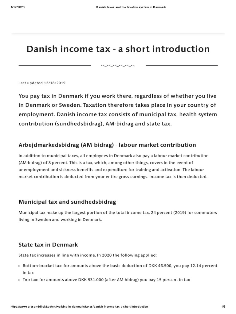 Overview of Danish Income Tax System | PDF | Denmark | Tax Deduction