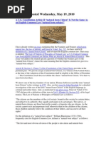Constitutional Article II Natural Born Citizen Not Same as English Common Law Natural Born Subject