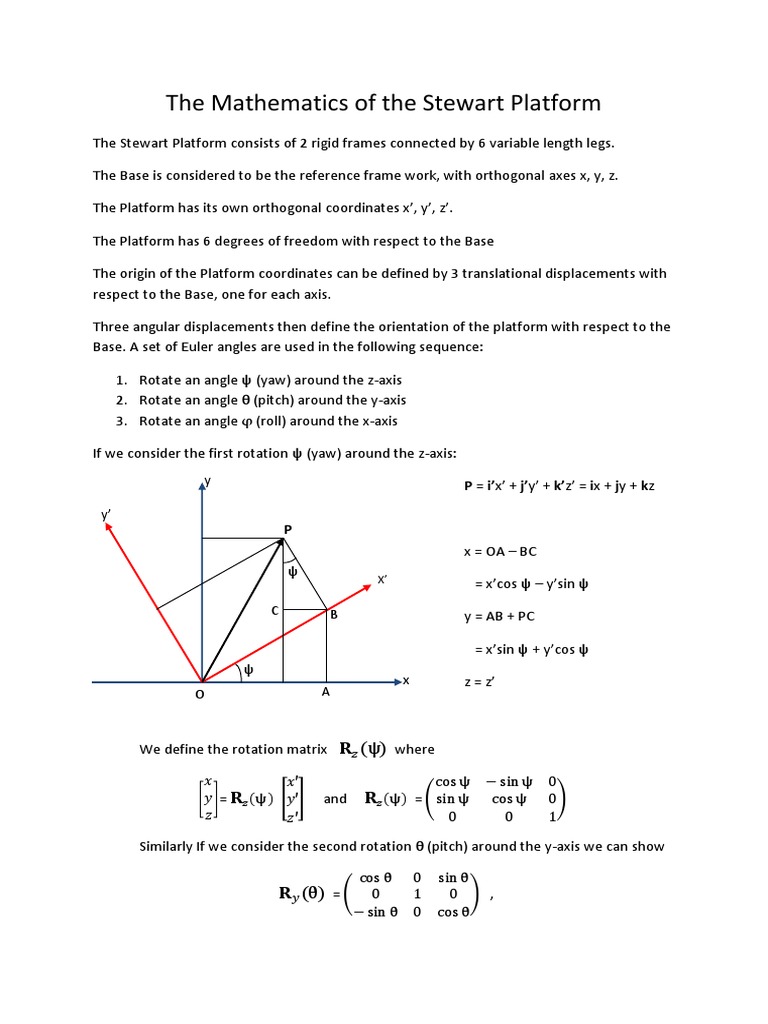 Stewart Platform Kinematics Explained | PDF | Cartesian Coordinate ...