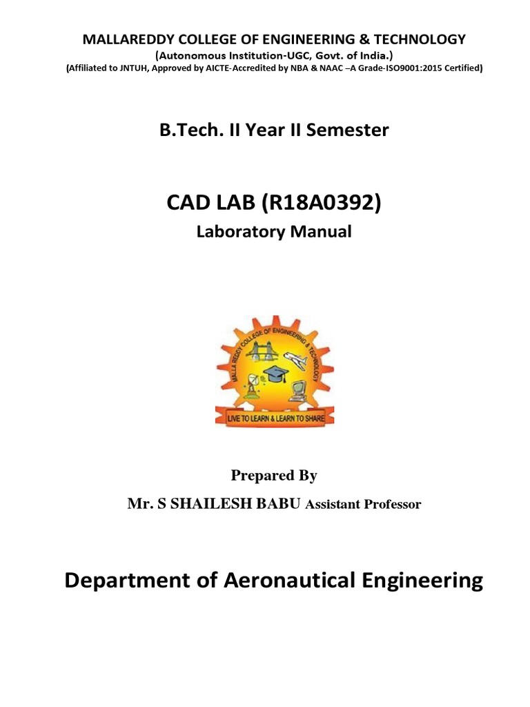Cad Lab Manual 201920 PDF Technical Drawing Computer Aided Design