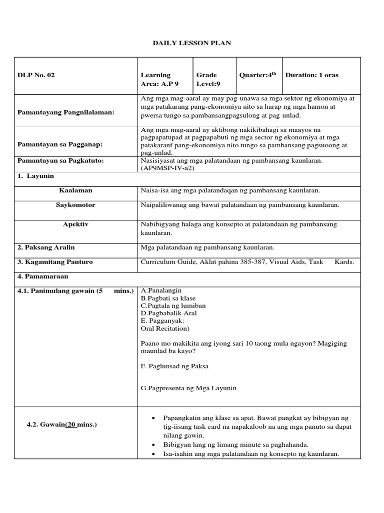 Daily Lesson Plan | PDF