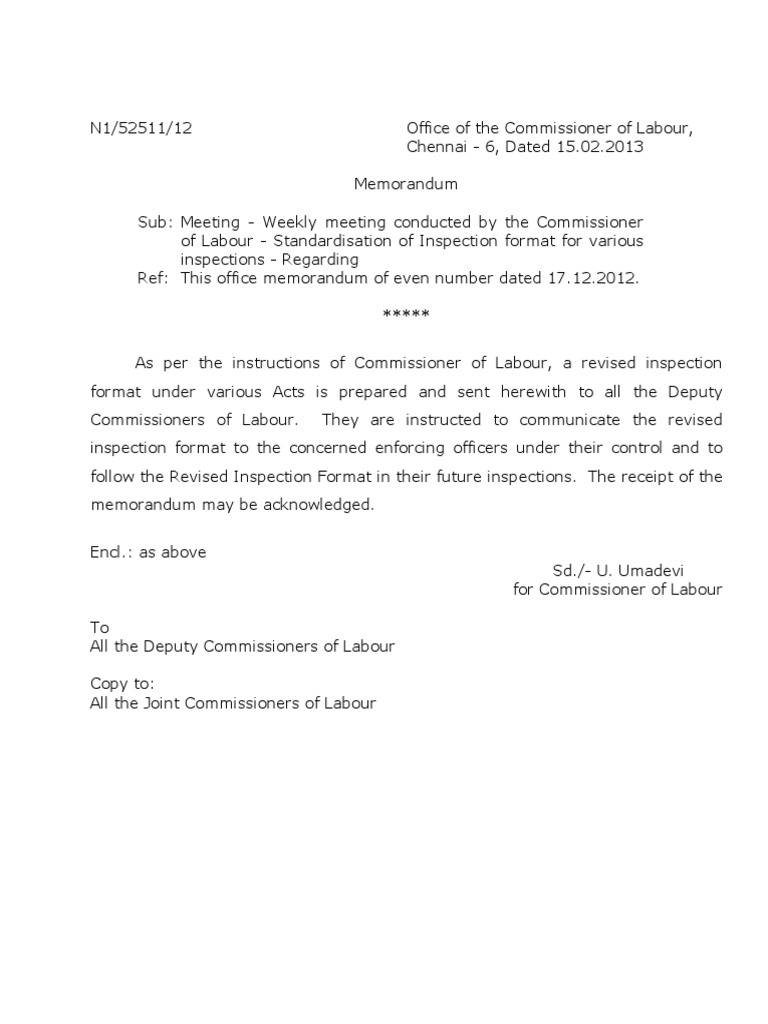 Standardized Labour Inspection Format | PDF | Employment | Salary