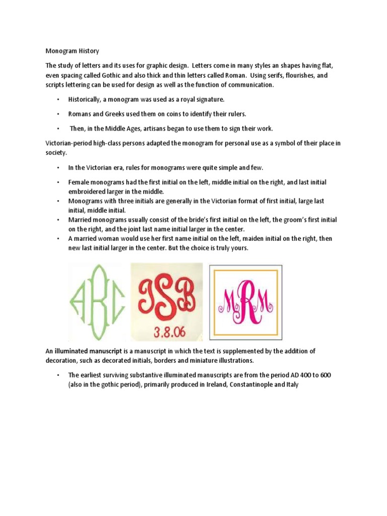 Monogram History Lecture | PDF