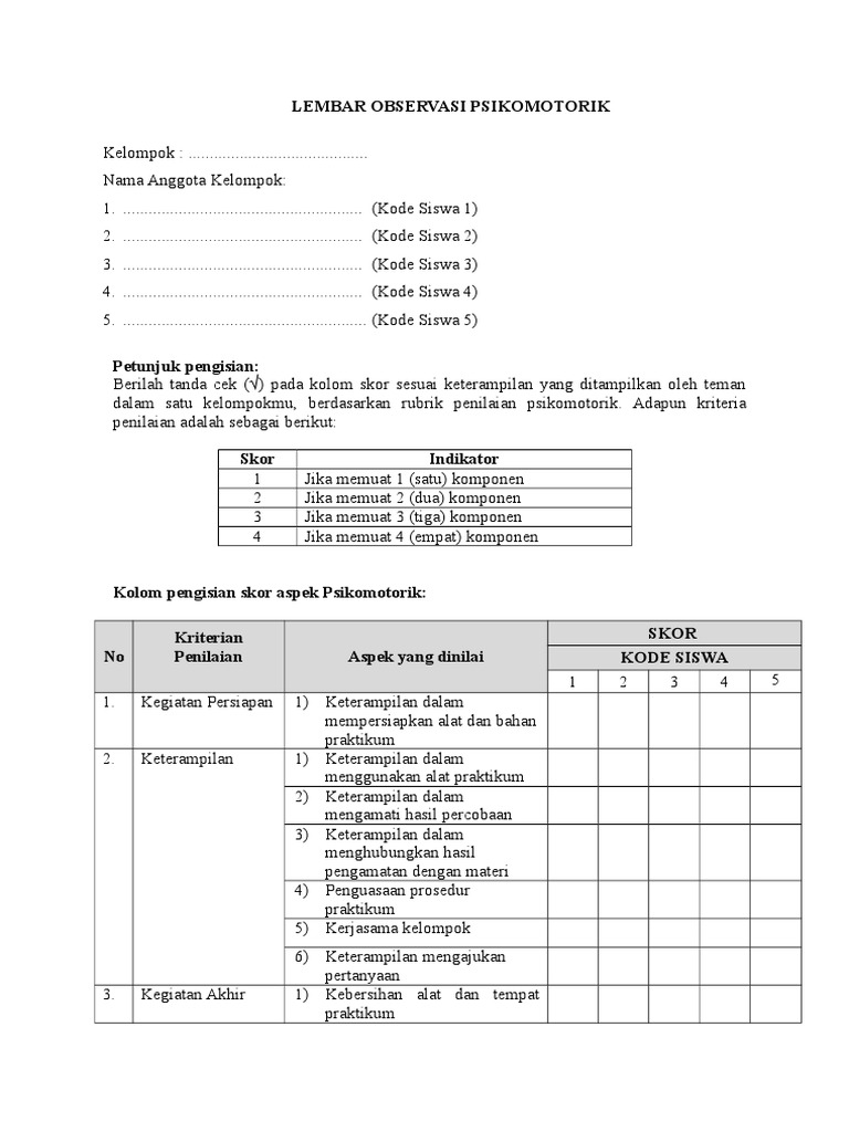 363178202 Lembar Observasi Psikomotorik Doc