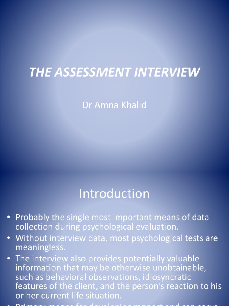 The Assessment Interview | PDF | Psychological Evaluation | Validity ...