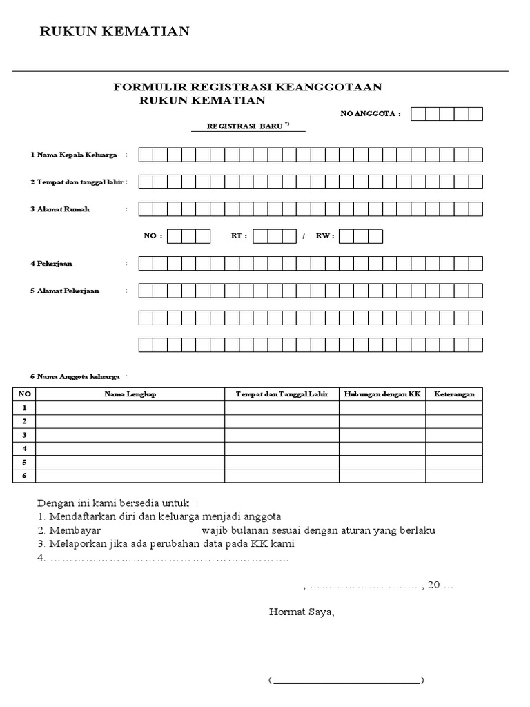 Formulir Anggota Rukem PDF | PDF